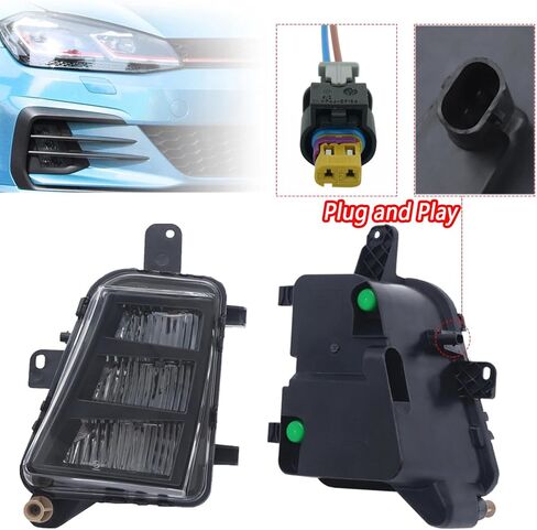 2 Pcs 2 Wires Fog Lamp Fog Light Connector Wiring Harness Pigtail Plug for VW Volkswagen GTI 2016-2020 Replaced OE# 07P973702 in Saudi Arabia
