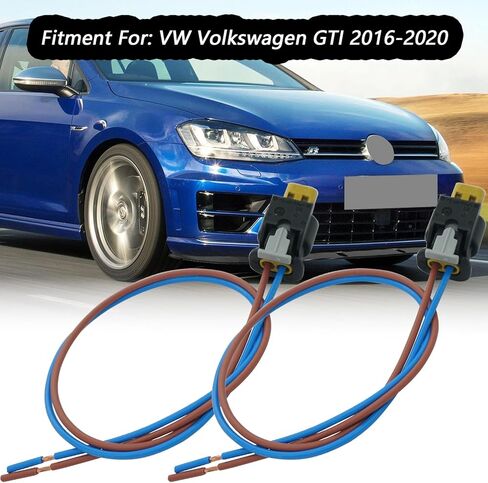 2 Pcs 2 Wires Fog Lamp Fog Light Connector Wiring Harness Pigtail Plug for VW Volkswagen GTI 2016-2020 Replaced OE# 07P973702 in Saudi Arabia