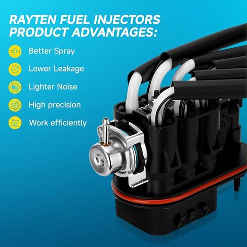 Rayten Fuel Injector set of 4pcs fitment for 1996-2000 Honda Civic，for 1996-1997 Honda Civic del Sol，Efficient Fuel Atomization Precise Injection Durable Design in Kuwait