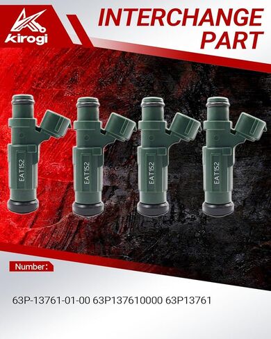 63P-13761-01-00 4pcs Fuel Injector Compatible with Yamaha Outboard F150 HP 4T 2014-2022 Direct Fuel Injector Replacement OE Number 63P137610000 63P13761 in Kuwait