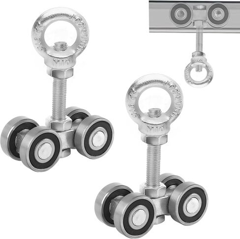 4 Wheel Trolley Assembly Roller, Silent Unistrut Trolley, Solid Steel, M10 Bolt, Lifting Eye Nuts, 1-5/8" Wide Strut Channel (4pc) in Saudi Arabia