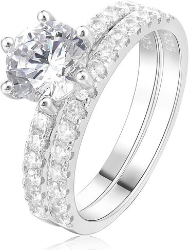 Eternity Infinity 1.5ct Round Cut Cubic Zirconia Solitaire Wedding Engagement Ring Promise Ring Bridal Sets Anniversary 925 Sterling Silver in Kuwait