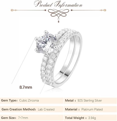 Eternity Infinity 1.5ct Round Cut Cubic Zirconia Solitaire Wedding Engagement Ring Promise Ring Bridal Sets Anniversary 925 Sterling Silver in Kuwait
