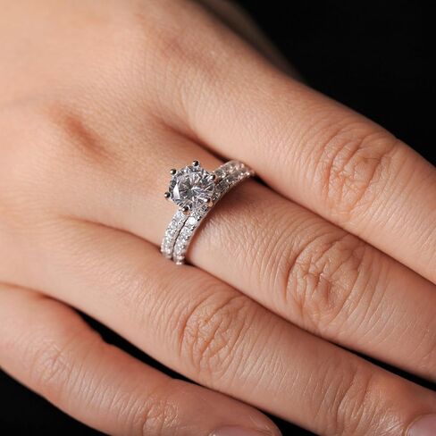 Eternity Infinity 1.5ct Round Cut Cubic Zirconia Solitaire Wedding Engagement Ring Promise Ring Bridal Sets Anniversary 925 Sterling Silver in Kuwait