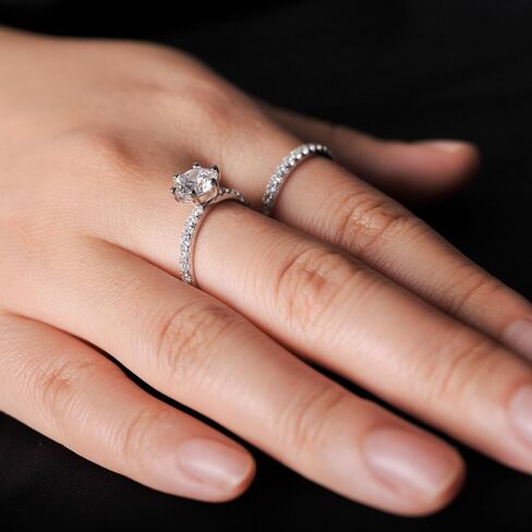 Eternity Infinity 1.5ct Round Cut Cubic Zirconia Solitaire Wedding Engagement Ring Promise Ring Bridal Sets Anniversary 925 Sterling Silver in Kuwait