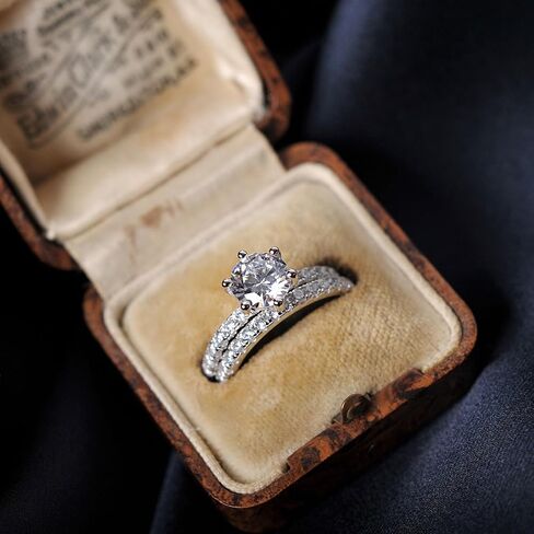 Eternity Infinity 1.5ct Round Cut Cubic Zirconia Solitaire Wedding Engagement Ring Promise Ring Bridal Sets Anniversary 925 Sterling Silver in Kuwait