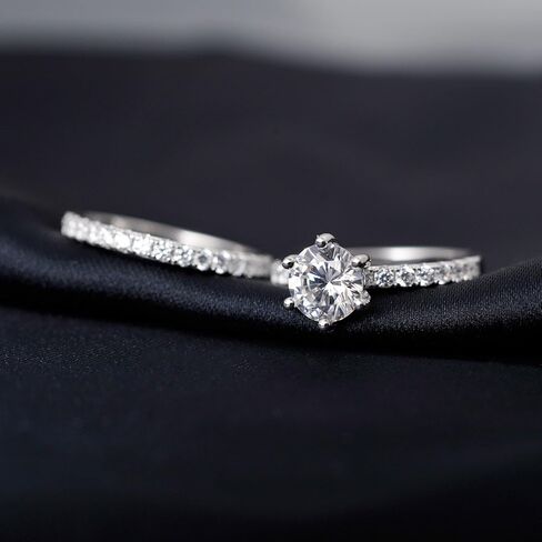 Eternity Infinity 1.5ct Round Cut Cubic Zirconia Solitaire Wedding Engagement Ring Promise Ring Bridal Sets Anniversary 925 Sterling Silver in Kuwait