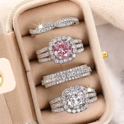 4-Piece Stackable Wedding Ring Set for Women Cubic Zirconia Ladies Jewelry in Saudi Arabia