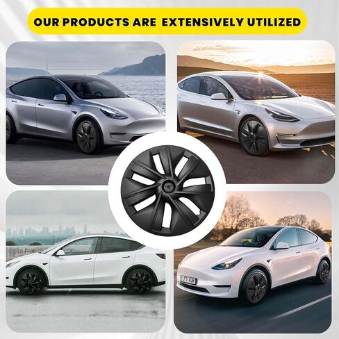 أغطية العجلات 19 بوصة لطراز Tesla Y 2024 2023 2022 2021، واقي حافة Hubcaps بديل من مادة ABS ملحقات Tesla Model Y (مجموعة من 4 قطع) in Kuwait