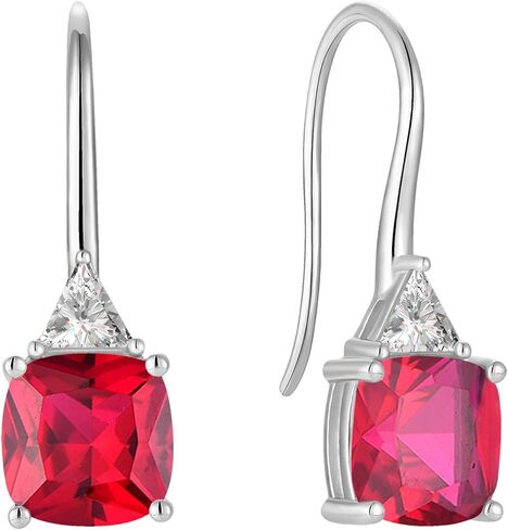 Gemstone Square Shape 925 Sterling Silver Dangle Earrings with Birthstone For Women in Saudi Arabia