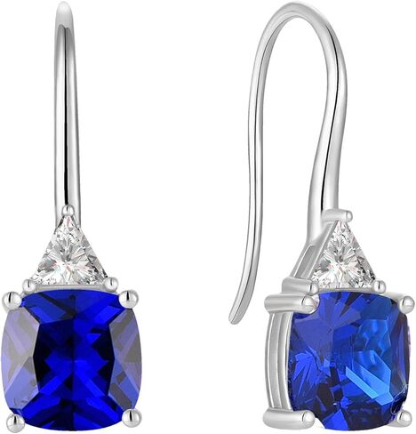 Gemstone Square Shape 925 Sterling Silver Dangle Earrings with Birthstone For Women in Saudi Arabia