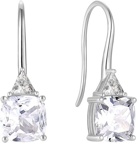 Gemstone Square Shape 925 Sterling Silver Dangle Earrings with Birthstone For Women in Saudi Arabia