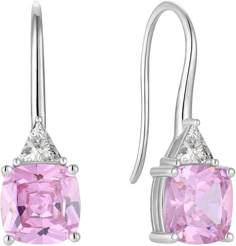 Gemstone Square Shape 925 Sterling Silver Dangle Earrings with Birthstone For Women in Saudi Arabia
