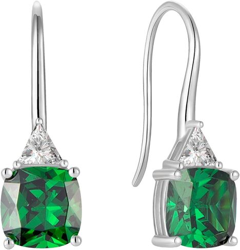 Gemstone Square Shape 925 Sterling Silver Dangle Earrings with Birthstone For Women in Saudi Arabia