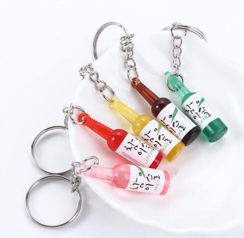 Vctitil 6 Pcs Korean Soju Bottle Keychain Acrylic Simulation Miniature Soju Cans Keyring Bag Pendant Car Key Accessories in Saudi Arabia
