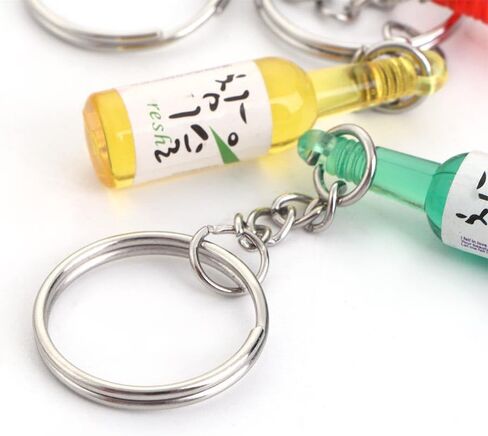 Vctitil 6 Pcs Korean Soju Bottle Keychain Acrylic Simulation Miniature Soju Cans Keyring Bag Pendant Car Key Accessories in Saudi Arabia