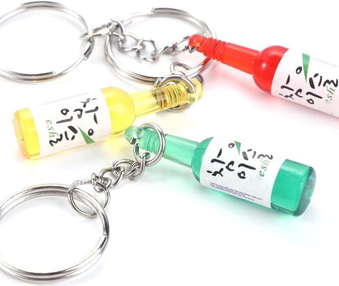Vctitil 6 Pcs Korean Soju Bottle Keychain Acrylic Simulation Miniature Soju Cans Keyring Bag Pendant Car Key Accessories in Saudi Arabia