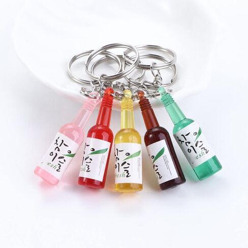 Vctitil 6 Pcs Korean Soju Bottle Keychain Acrylic Simulation Miniature Soju Cans Keyring Bag Pendant Car Key Accessories in Saudi Arabia