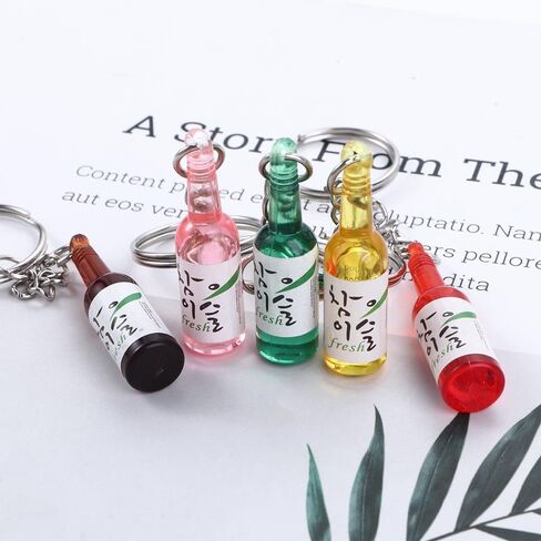 Vctitil 6 Pcs Korean Soju Bottle Keychain Acrylic Simulation Miniature Soju Cans Keyring Bag Pendant Car Key Accessories in Saudi Arabia