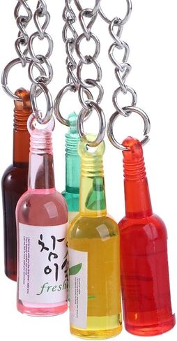 Vctitil 6 Pcs Korean Soju Bottle Keychain Acrylic Simulation Miniature Soju Cans Keyring Bag Pendant Car Key Accessories in Saudi Arabia