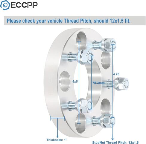 ECCPP 2 قطعة 1 بوصة 5 محولات فواصل عجلة العروة تغيير نمط الترباس من 5x5 إلى 5x4.75 يناسب 1990-1997 لسيارة شيفروليه كابريس كلاسيك |1986-1996 لسيارة كاديلاك فليتوود |1991-1996 لسيارة بويك رودماستر in Saudi Arabia