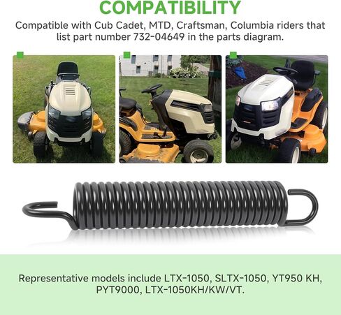 زنبرك تمديد 732-04649، متوافق مع جرارات Cub Cadet/MTD/Craftsman/Columbia Lawn Tractors (LTX-1050، SLTX-1050، YT950 KH، PYT9000، LTX-1050KH/KW/VT) in Kuwait