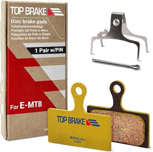 Top Brake Disc E-Bike Brake Pads Compatible with Shimano XTR M9000/9020 Deore XT M785/M8000 |E-Bikes, E-MTB, Bike Parking | E-Bike Compound, Long Lasting, Premium E+ Version, Gold (PIN Included) in Kuwait