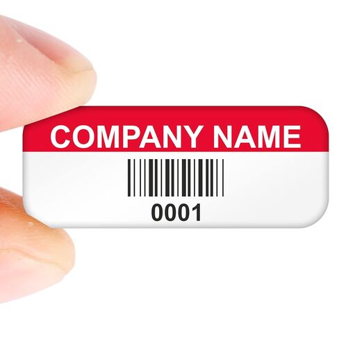 MyAssetTag Custom Asset Labels with Numbers and Barcode | 0.5" x 1.25", Aluminum Foil Tags, Pack of 100 Stickers, Made in USA in Saudi Arabia