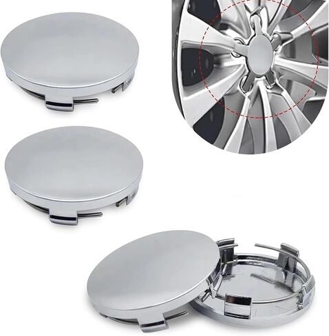4 PCS Car Wheel Center Caps, ABS Scratch-resistant Anti-rust Hub Cover, Tight Fit Arc Design Protective Rim Hub Cap, Snap-in Exterior Modification Accessories (Silver) in Saudi Arabia