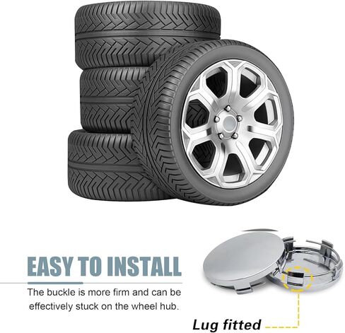 4 PCS Car Wheel Center Caps, ABS Scratch-resistant Anti-rust Hub Cover, Tight Fit Arc Design Protective Rim Hub Cap, Snap-in Exterior Modification Accessories (Silver) in Saudi Arabia
