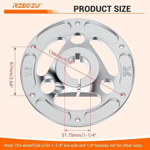 Heavy Duty Aluminum Go Kart Wheel Hub with 1-1/4" Bore, Rear Split Sprocket Hub Adapter Replacement for 1-1/4" Bore Live Axle 1/4 Keyway Go Kart Off Road Cart Buggy Powersports Part (32mm Bore) in Kuwait