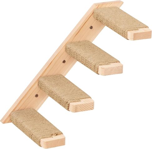 Cat Climbing Shelves Wall Mounted 2PCS Four Cat Steps Reversible Left & Right Direction, Cat Shelf Stairway for Wall with Jute Scratching Ladder Cat Wall Shelves Furniture for Perch Sleeping in Kuwait