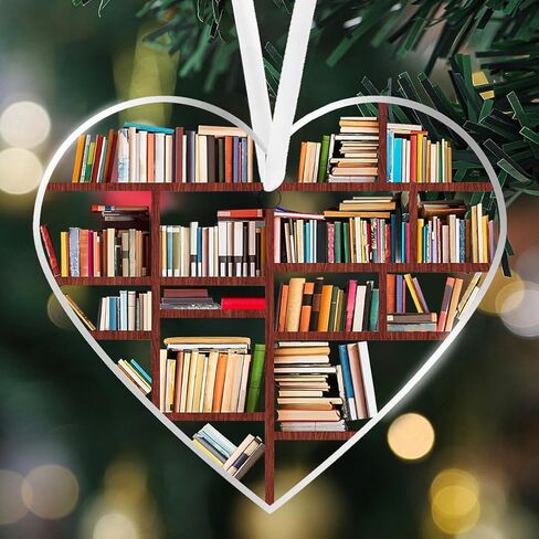 زخرفة ديكور الكتب نافذة من الزجاج الملون معلقة - تصميم رف كتب على شكل قلب من الأكريليك، هدايا كتابية لعشاق الكتب المدرسية وإكسسوارات الزينة in Saudi Arabia