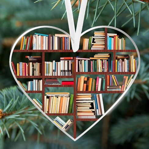زخرفة ديكور الكتب نافذة من الزجاج الملون معلقة - تصميم رف كتب على شكل قلب من الأكريليك، هدايا كتابية لعشاق الكتب المدرسية وإكسسوارات الزينة in Saudi Arabia