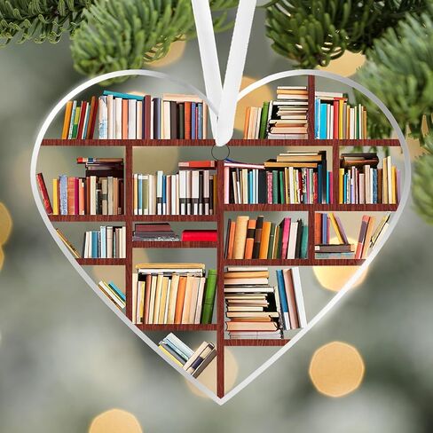 زخرفة ديكور الكتب نافذة من الزجاج الملون معلقة - تصميم رف كتب على شكل قلب من الأكريليك، هدايا كتابية لعشاق الكتب المدرسية وإكسسوارات الزينة in Saudi Arabia