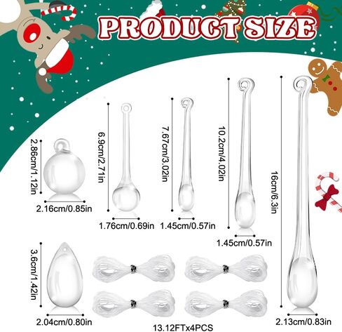 100 pcs Christmas Teardrop Ornaments 6 Styles Clear Acrylic Hanging Raindrop Decoration Christmas Crystal Chandelier Pendant for Christmas Tree Decor Winter Party Wedding Supplies in Saudi Arabia