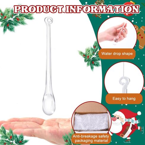 100 pcs Christmas Teardrop Ornaments 6 Styles Clear Acrylic Hanging Raindrop Decoration Christmas Crystal Chandelier Pendant for Christmas Tree Decor Winter Party Wedding Supplies in Saudi Arabia