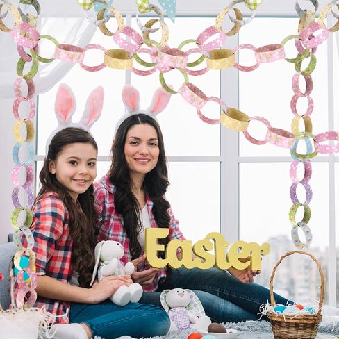 Easter Paper Chain Decor, 600 Pcs Cute Bunny Colorful Paper Chains for Home and Classroom Decorations, Happy Easter Strips for Holiday Party Decoration Supplies in Kuwait