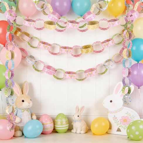 Easter Paper Chain Decor, 600 Pcs Cute Bunny Colorful Paper Chains for Home and Classroom Decorations, Happy Easter Strips for Holiday Party Decoration Supplies in Kuwait