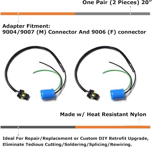 iJDMTOY 9006-To-9007 محولات أسلاك التحويل/أسلاك الطاقة المتوافقة مع التركيب التحديثي للضوء in Kuwait