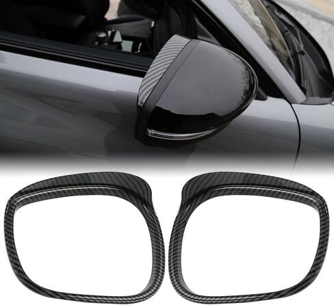 ROCCS Compatible with 2021-2023 Mustang Mach-E Car Rear View Mirror Rain Visor Guard Frame Auto Car Rear Side Mirror Cover Caps Rain Eyebrow Frame Waterproof Eyebrow Frame Accessories(Bright Carbon) in Saudi Arabia
