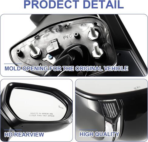 Passenger Side Mirror Assembly Compatible with Toyota Camry 2024 2023 2022 2021 2020 2019 2018 7 Pins Power+ Heated +Turn Signal+ Blind Spot Right Side Door Mirror Assembly (Passenger side) in Kuwait