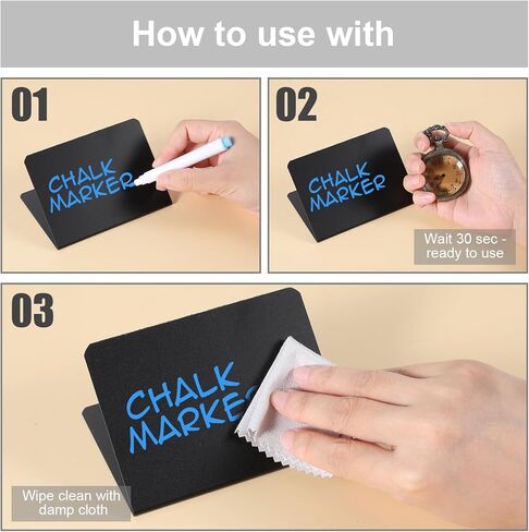 40 Pack Reusable Mini Chalkboard Signs, Food Labels for Party Buffet Catering Supplies, 3.9x2.7 Inch Black Buffet Display Tent Cards with V-Shaped Design in Kuwait