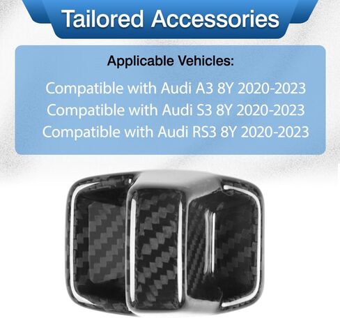 MACHSWON Car Interior Gearshift Knob Trim, Gear Shift Knob Cover Accessories Compatible with Audi A3 8Y 2020-2023, Black Carbon Fiber Look Finish, 1 pc in Saudi Arabia