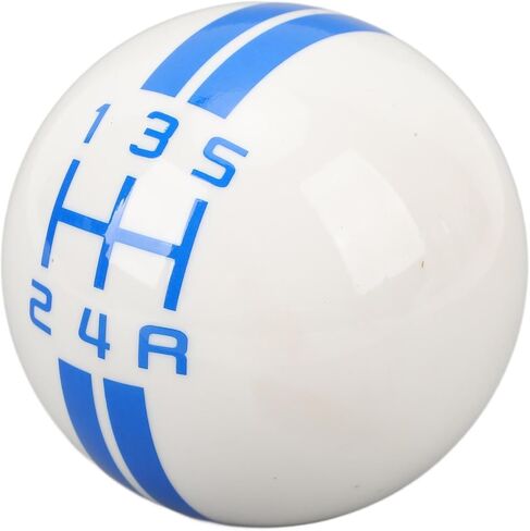 SIXRUN 5 Speed Manual Gear Shift Knob, Round Ball Shape with 3 Adapters, White Blue Resin, 57x57x62mm, for 1967-2018 Vehicles in Kuwait