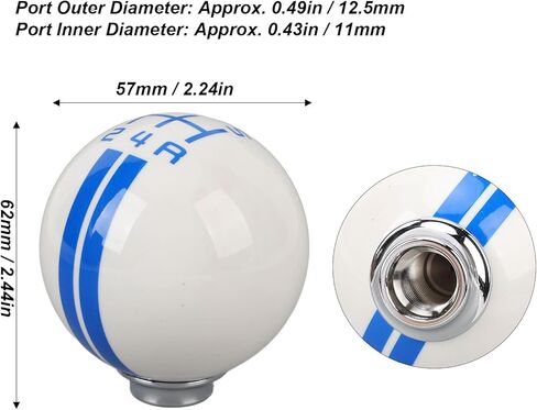SIXRUN 5 Speed Manual Gear Shift Knob, Round Ball Shape with 3 Adapters, White Blue Resin, 57x57x62mm, for 1967-2018 Vehicles in Kuwait