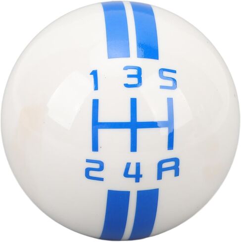 SIXRUN 5 Speed Manual Gear Shift Knob, Round Ball Shape with 3 Adapters, White Blue Resin, 57x57x62mm, for 1967-2018 Vehicles in Kuwait