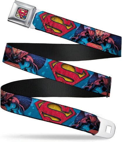 Buckle-Down Men's Seatbelt Belt Kids, Superman Unchained Under sea Pose/Shield Blues/Gray/red/Yellow, 1.0" Wide-20-36 Inches in Saudi Arabia