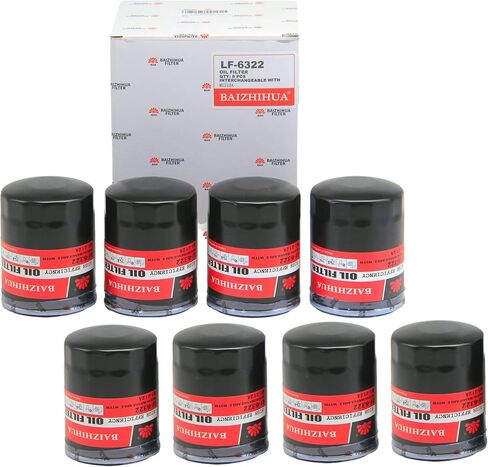 8-PACK BAIZHIHUA LF-6322 Premium 10K Miles Engine Oil Filter Replaces M1-212A, HP-2012, PBL22500 Fits Explorer & Chevy Silverado 1500 & GMC & Buick & Cadillac & Lincoln & Isuzu & Jeep & Mercury Models in Saudi Arabia