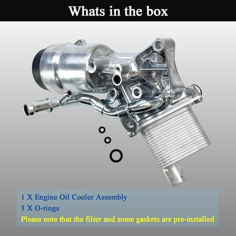 Aluminum Engine Oil Cooler Filter Housing Assembly Compatible with 2011-2021 Chevy Cruze Sonic Trax Buick Encore 1.4L Turbo Replaces 55566784 918-428 55565388 with Gasket, Filter Insert, Cap in Kuwait